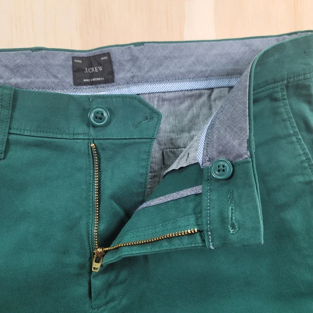 J. Crew 484 Chino Pants Mens 32x31 Emerald Green Slim Fit Stretch Trousers